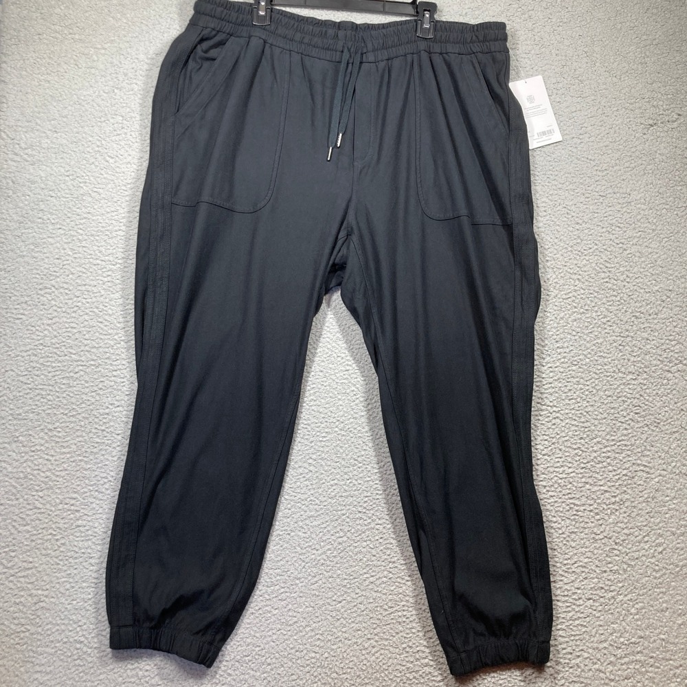 Athleta‎ Farallon Jogger Women 2X NEW Black Cotton Blend Ribbed Side Drawstring